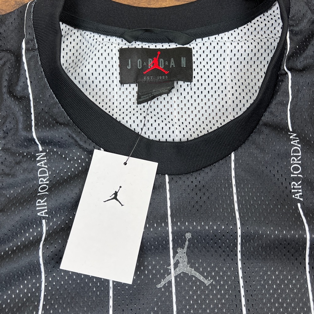 NIKE JORDAN ESSENTIALS AOP TANK JERSEY SHIRT MENS BLACK NEW DM1380-010 - Picture 4 of 7